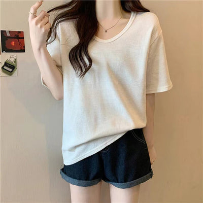 Damen Relaxed Fit Waffle Knit T-Shirt Heidi-Mode