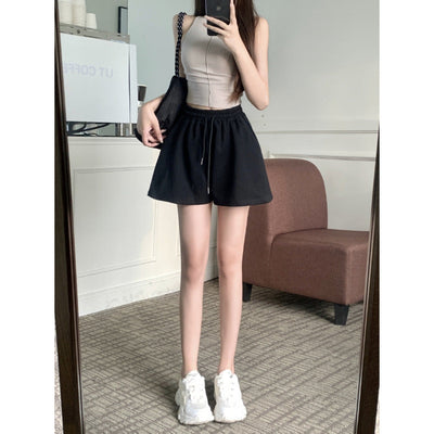 Femme Hochtaillierte A-Linien Lounge Shorts mit verstellbarem Kordelzug Heidi-Mode