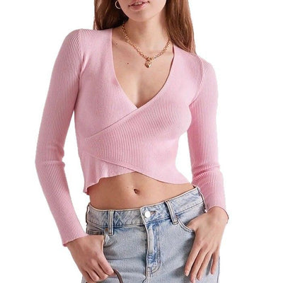 Erin - Langarmshirt mit tiefem V-Ausschnitt