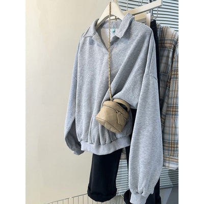 Femme Übergroße Mit Kragen Pullover Sweatshirt Heidi-Mode