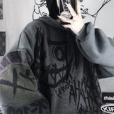 Femme Oversized Grafik Pullover Hoodie Heidi-Mode