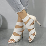 Damen High-Heel-Sandaletten mit eleganten Riemen und komfortablem Plateau Drune in Off-White
