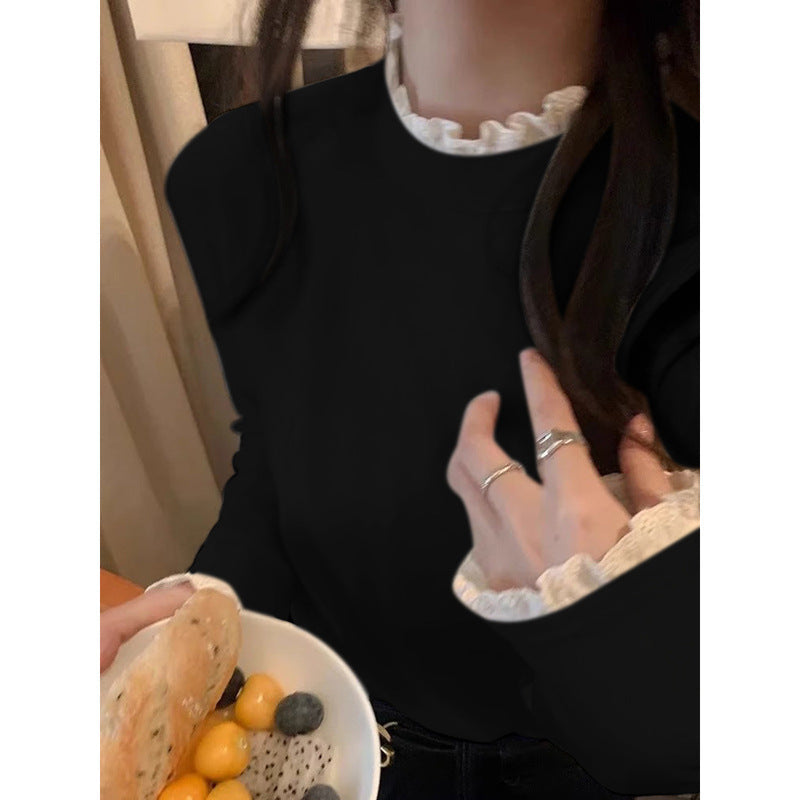 Femme Rüsch Mock Neck Langarm-Top Heidi-Mode