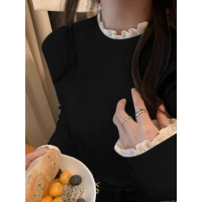 Femme Rüsch Mock Neck Langarm-Top Heidi-Mode