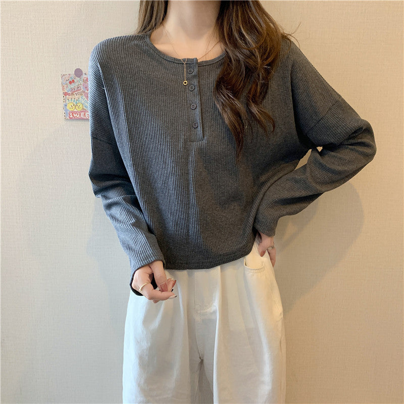 Femme Ripp-Button-Up Langarm-Top Heidi-Mode