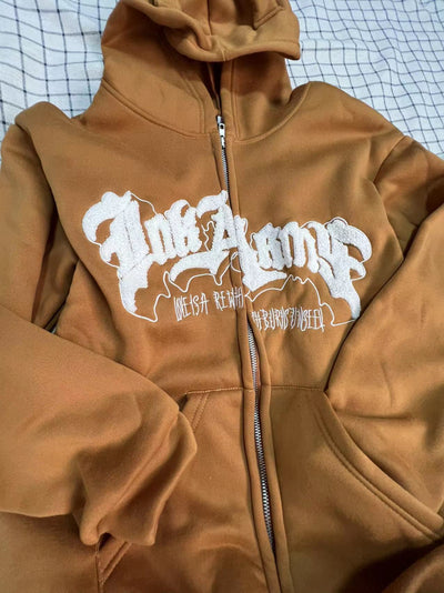 Femme Grafik Zip-Up Hoodie mit einzigartiger Aussage Heidi-Mode