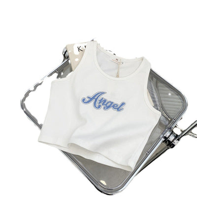 Femme Rippenteil Crop Tanktop mit Strassdetail Heidi-Mode