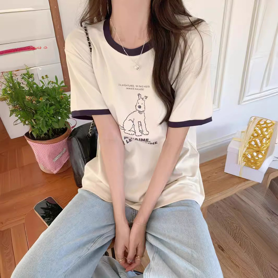 Femme Verspieltes Grafik-Statement T-Shirt Heidi-Mode