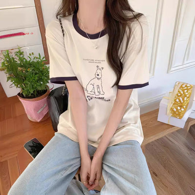 Femme Verspieltes Grafik-Statement T-Shirt Heidi-Mode