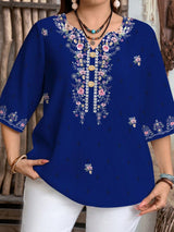 Damen Bluse mit Blumenmuster und Knopfleiste Drune in Schwarz