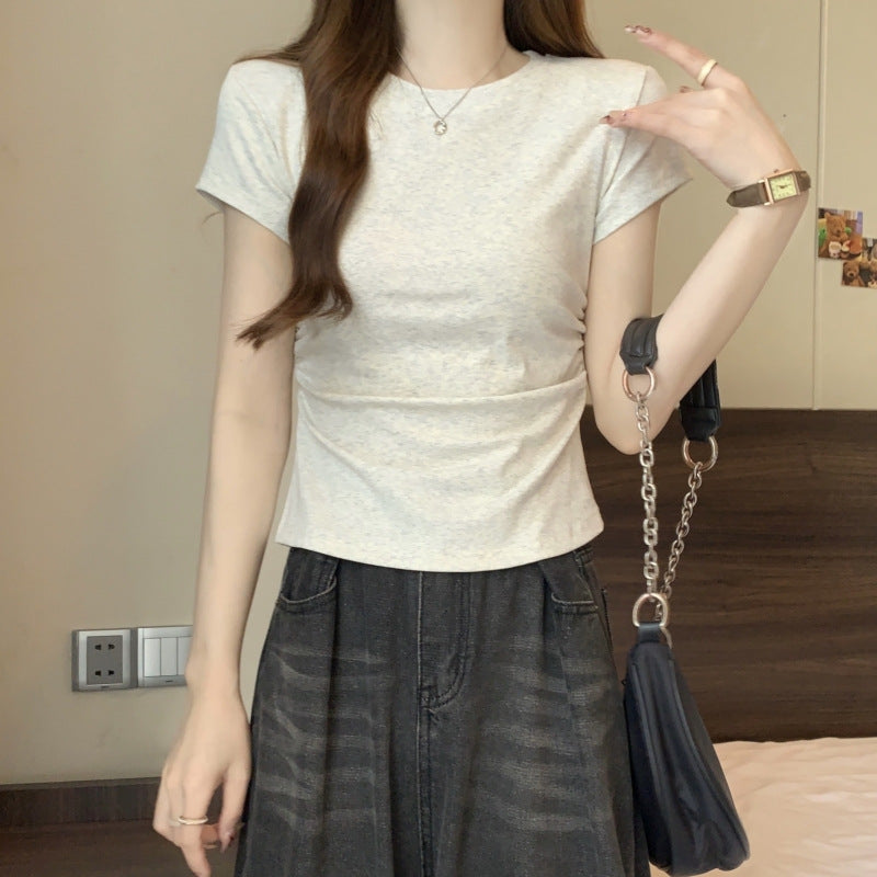 Femme Kurzarm Raffung Top Heidi-Mode