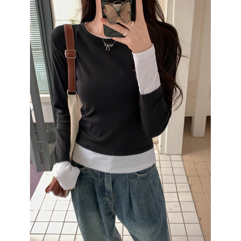 Femme Geschichteter Langarm-Top mit Einzigartigem Saumdetail Heidi-Mode