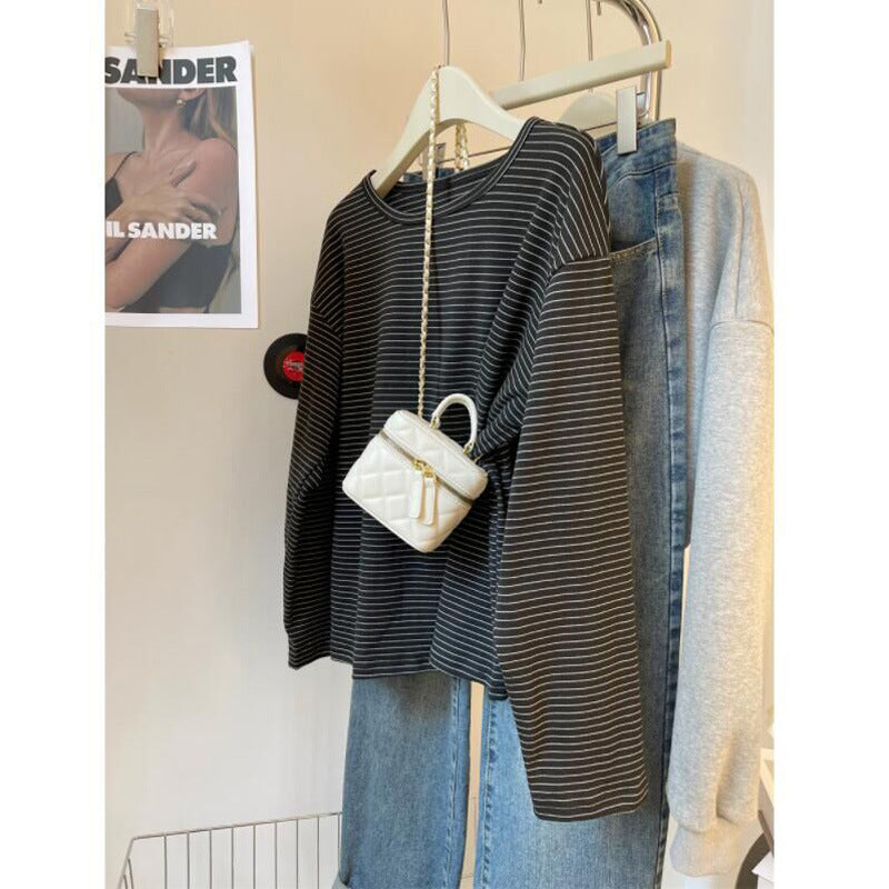 Femme Entspanntes Fit Gestreiftes Langarmtop Heidi-Mode