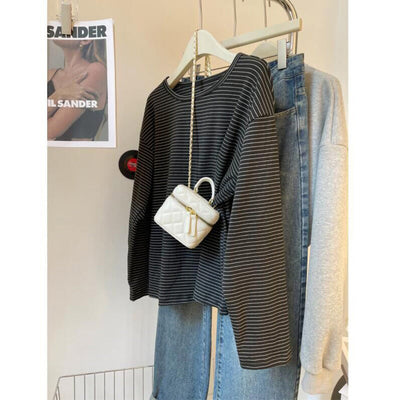 Femme Entspanntes Fit Gestreiftes Langarmtop Heidi-Mode