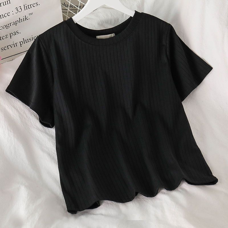 Femme Rippiertes Kurzarm-T-Shirt Heidi-Mode