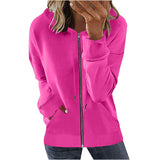 Damen nan Kapuzenjacke mit durchgehendem Reißverschluss, Kängurutaschen und elastischen Bündchen Drune in Fuchsia