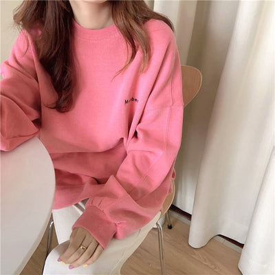 Damen Soft Touch Oversized Sweatshirt mit stylischer Beschriftung Heidi-Mode