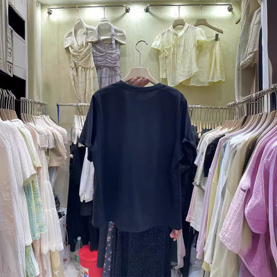 Femme Spitzenverzierte Freizeit-T-Shirt Heidi-Mode