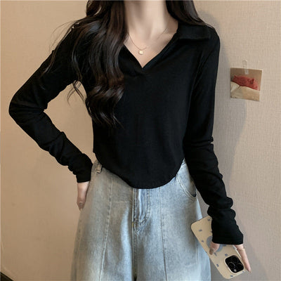 Frauen Langarm Hemd mit Kragen aus weichem Stoff Heidi-Mode