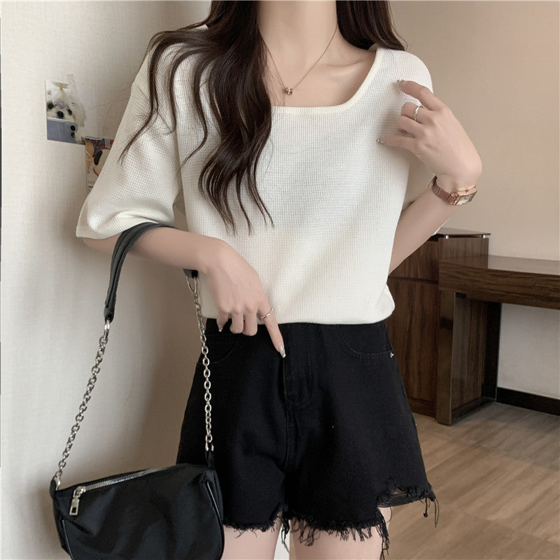 Femme Relaxed Fit Rippel Kurzarmtop Heidi-Mode