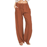 Damen nan weite Leinenhose mit elastischem Bund und Tunnelzug Drune in Orange