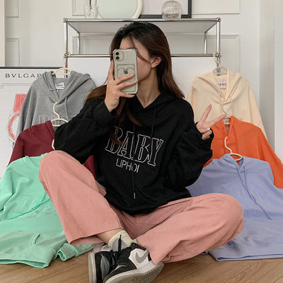 Damen Oversized Grafik Hoodie mit Fronttasche Heidi-Mode