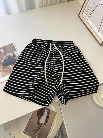 Femme Hoch Taillierte Gestreifte Lounge Shorts Heidi-Mode