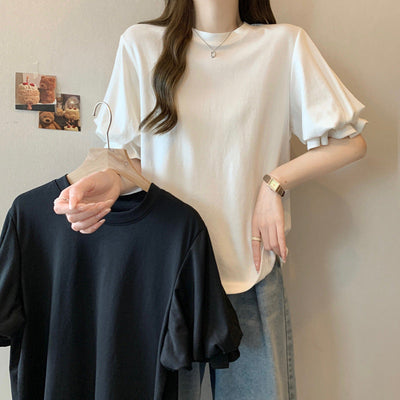 Damen Puffärmel Relaxed Fit T-Shirt Heidi-Mode