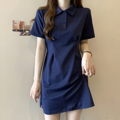 Femme Polo Kleid mit klassischen Knopfdetails Heidi-Mode