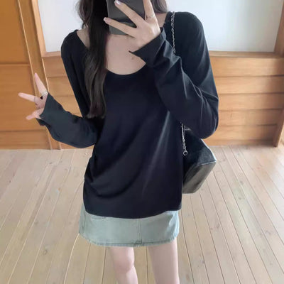 Damen Oversized Rundhals Langarmshirt Heidi-Mode