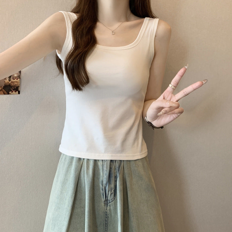 Femme Ärmelloses Basic-Oberteil mit Rundhalsausschnitt Heidi-Mode