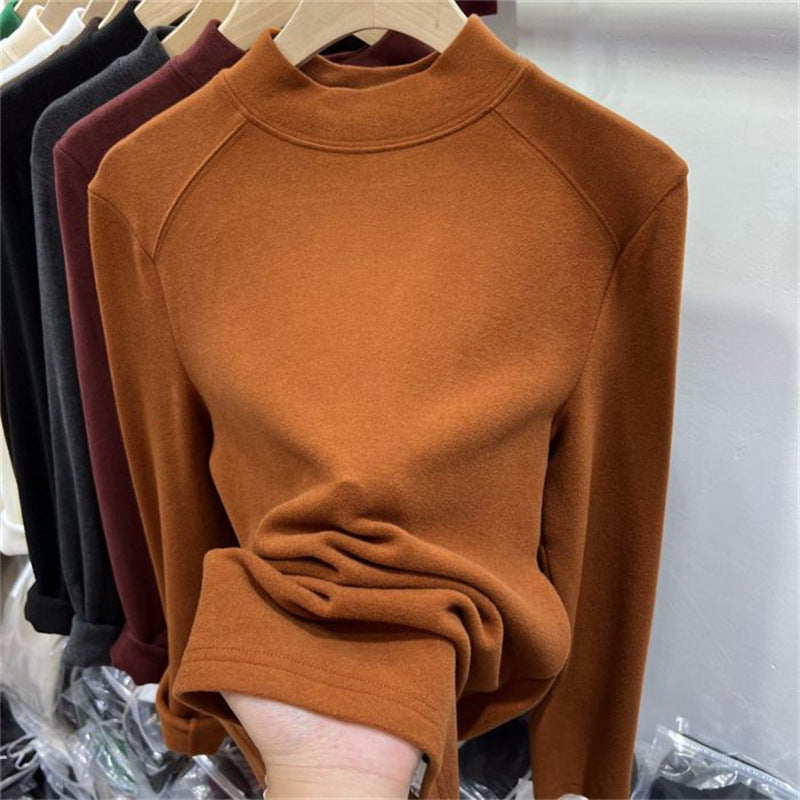Damen Mock Neck Leichter Pullover Sweatshirt Heidi-Mode