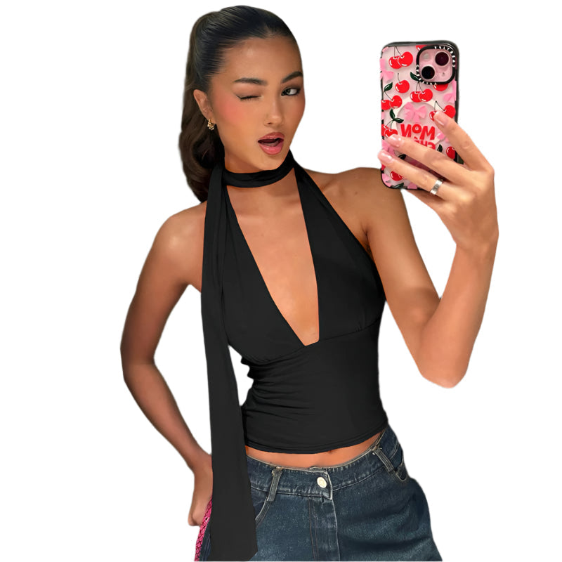 Cecily - Dyb V-Ausschnitt Halter-Wickeloberteil