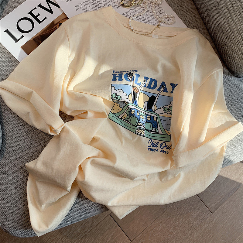 Femme Relaxed Fit Grafik T-Shirt mit verspieltem Artwork Heidi-Mode