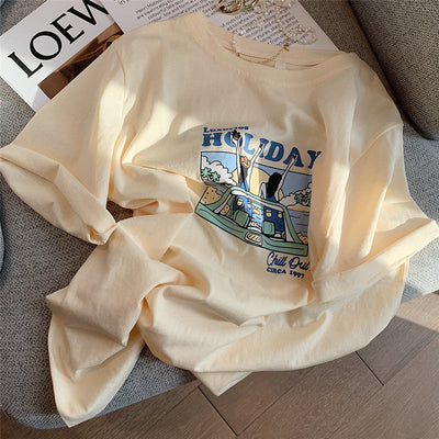 Femme Relaxed Fit Grafik T-Shirt mit verspieltem Artwork Heidi-Mode