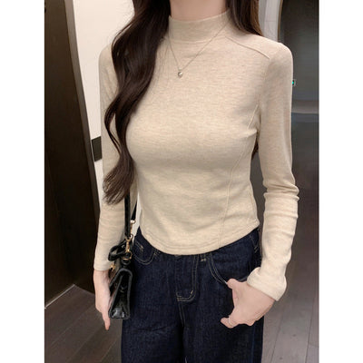 Damen Langarm Mock Neck Top Heidi-Mode