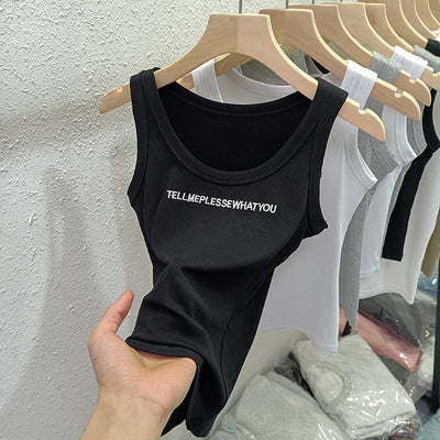 Femme Ripptext-Grafik-Ärmelloses Top Heidi-Mode