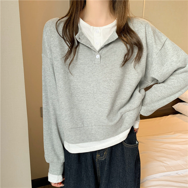 Femme Layered Henley Sweatshirt Heidi-Mode