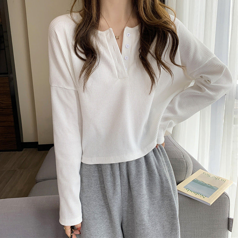 Femme Ripp-Button-Up Langarm-Top Heidi-Mode