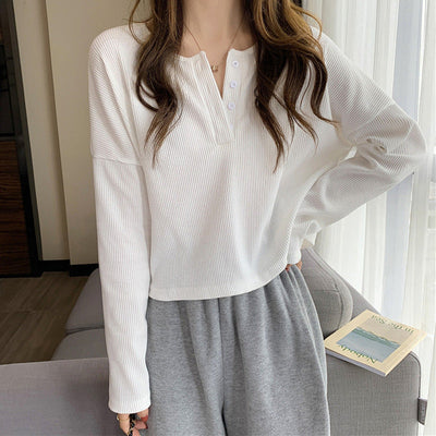 Femme Ripp-Button-Up Langarm-Top Heidi-Mode