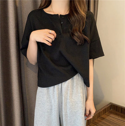 Femme Kurzarm Button-Up Rippentop Heidi-Mode