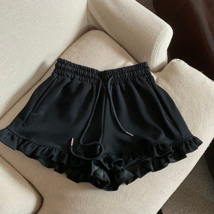 Femme Rüschensaum Kordelzug-Shorts Heidi-Mode