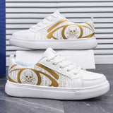 Damen Schwarze Schnür-Sneaker Mit Totenkopf-Print – Gepolsterte Komfortschuhe in Platin