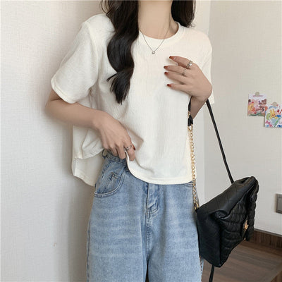 Femme Relaxed Fit Texturiertes Rundhals T-Shirt Heidi-Mode