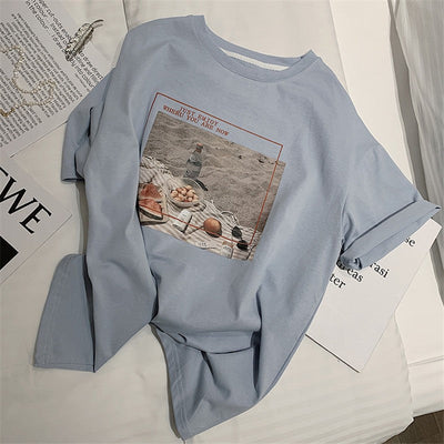 Femme Graphic Tee mit Relaxed Fit Design Heidi-Mode