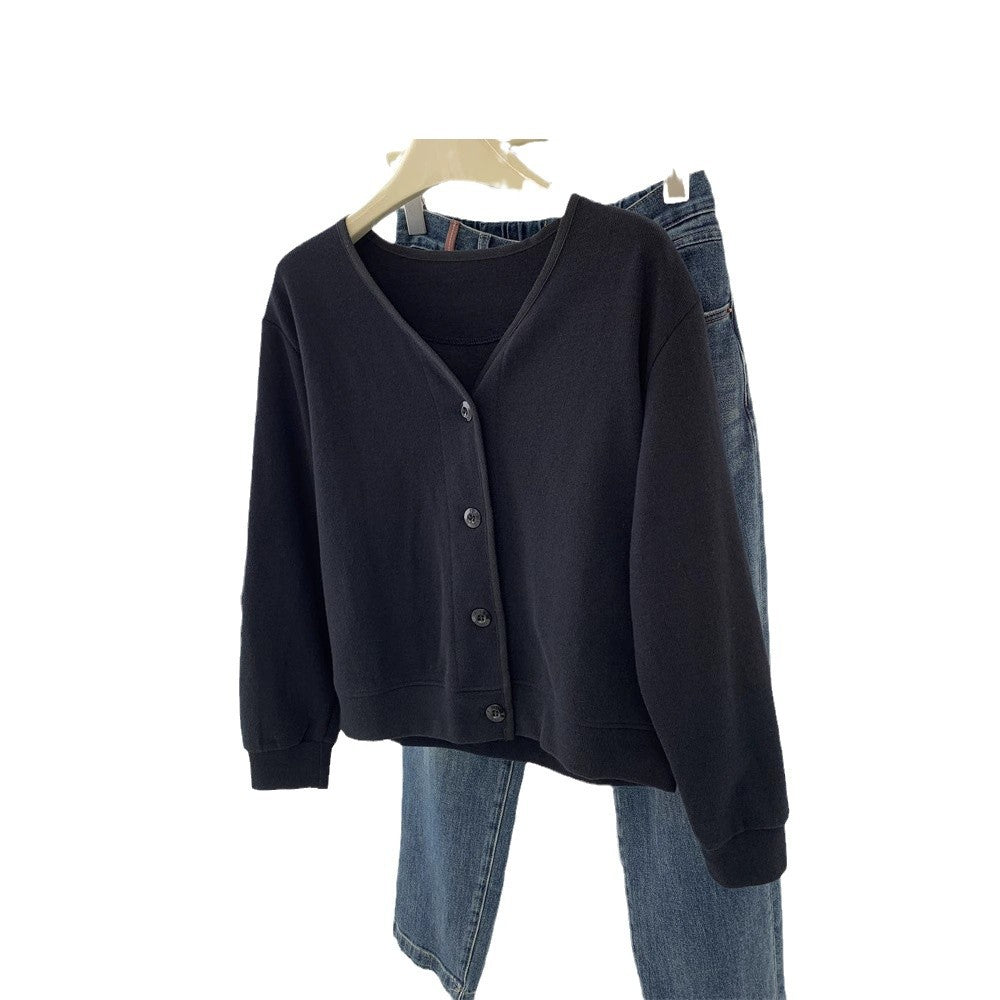 Femme Weicher Strickknopf-Oben Cardi Pullover Heidi-Mode