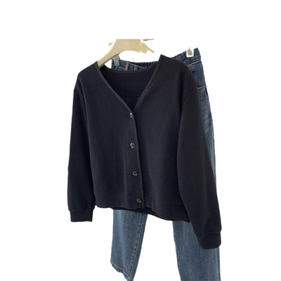 Femme Weicher Strickknopf-Oben Cardi Pullover Heidi-Mode