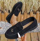 Damen nan bequeme Slip-On Loafer mit dekorativem Quastenbesatz und ergonomischer Gummisohle Drune in Schwarz (Schwarzer Boden)