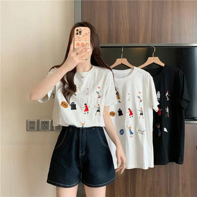 Femme Grafikdruck Lockeres T-Shirt Heidi-Mode