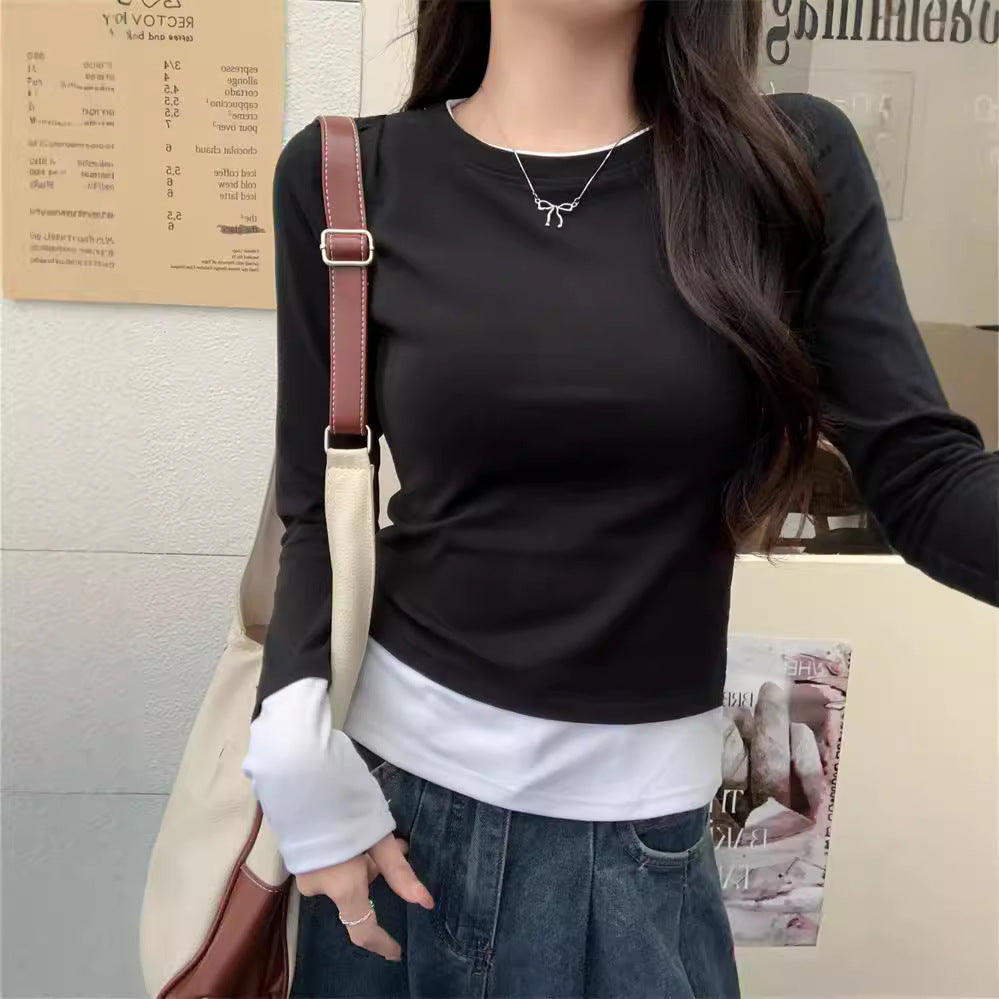 Femme Geschichteter Langarm-Top mit Einzigartigem Saumdetail Heidi-Mode